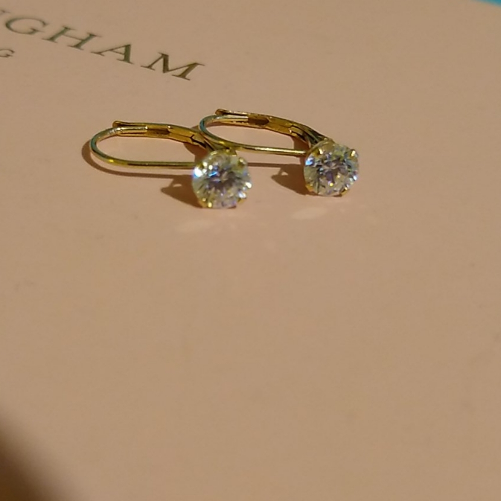 10K Yellow Gold "Diamond" Earrings - Picture 3 of 8